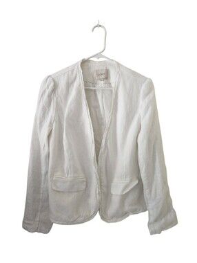 Ann Taylor Loft White Linen Jacket Blazer